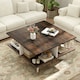 image 4 of COSTWAY 2-Tier Square Coffee Table 60cm Center Table Brown