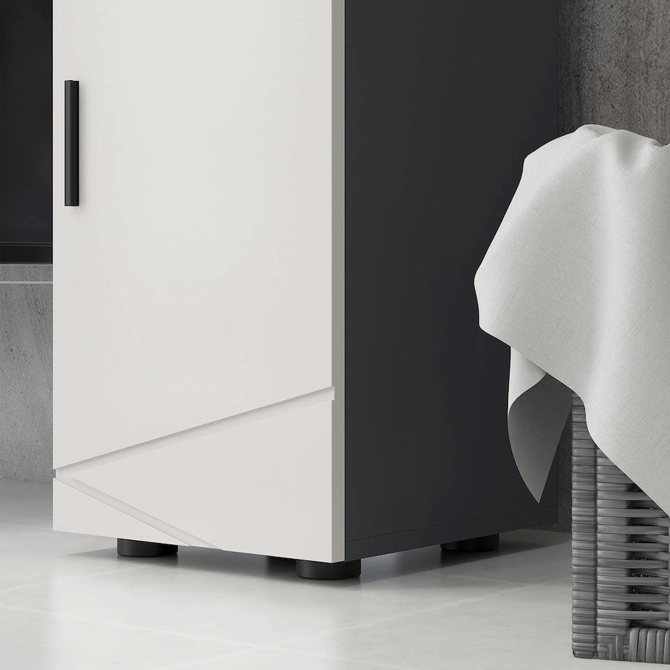 image 1 of kleankin Slim Bathroom Cabinet, Narrow Bathroom Storage Cabinet with Drawer, Door Cupboard, Adjustable Shelf and Soft Close Mechanism, Grey