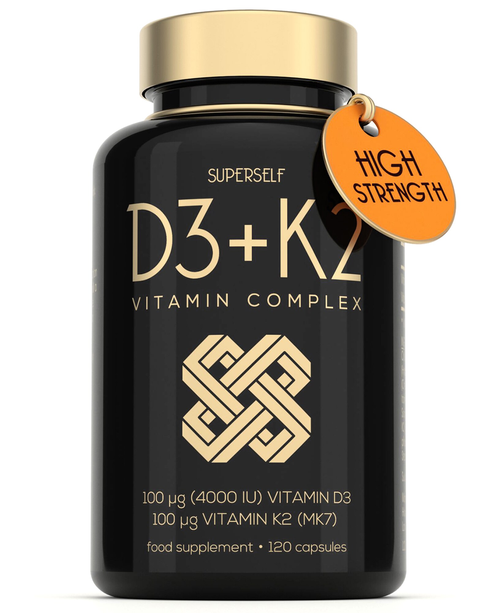 SuperSelf Vitamin D3 K2 4000 IU 100mcg 120 Capsules