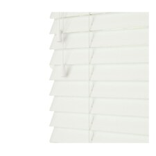 250cm Serene Smooth Finish Faux Wood Venetian Blinds with Strings  (130cm drop) White | White