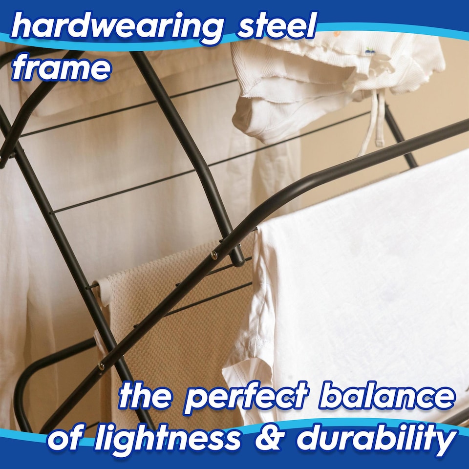 image 1 of Harbour Housewares Foldable Clothes Airer - 3 Tier - Black