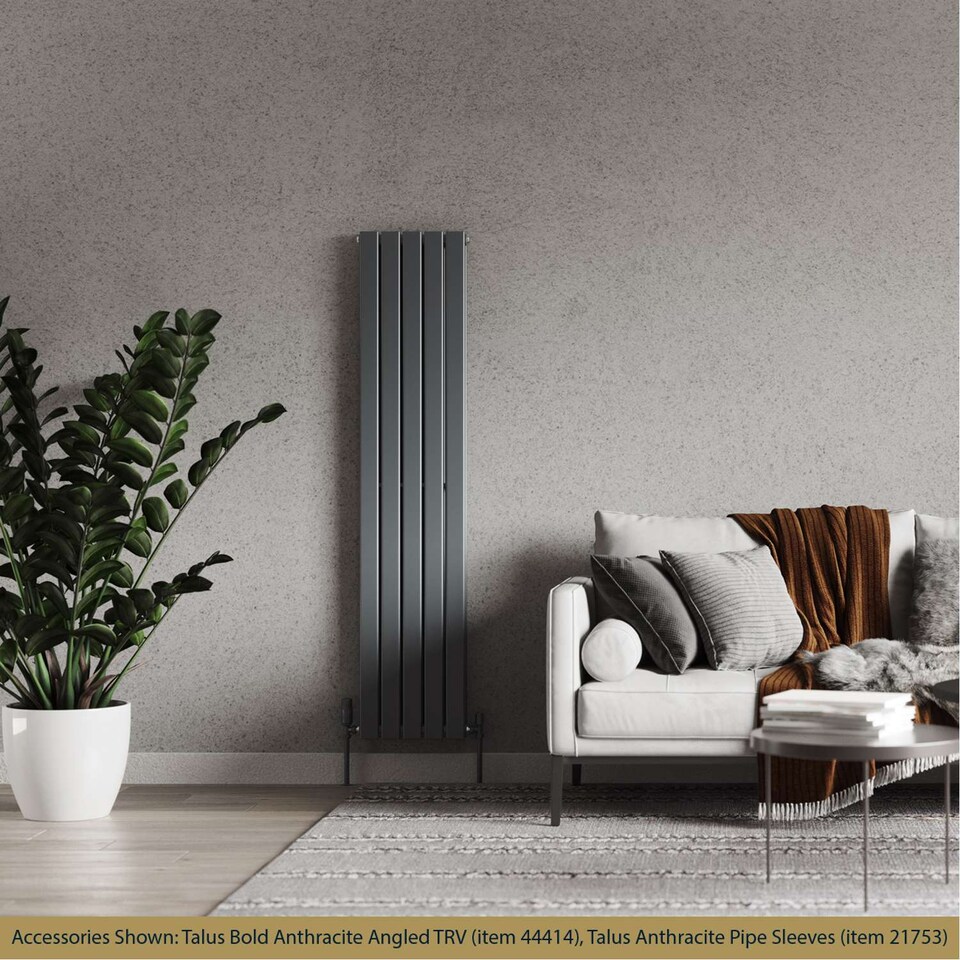 image 1 of Typhoon Vertical Double Panel Bathroom Radiator - Anthracite Grey (H) 1600mm x (W) 340mm