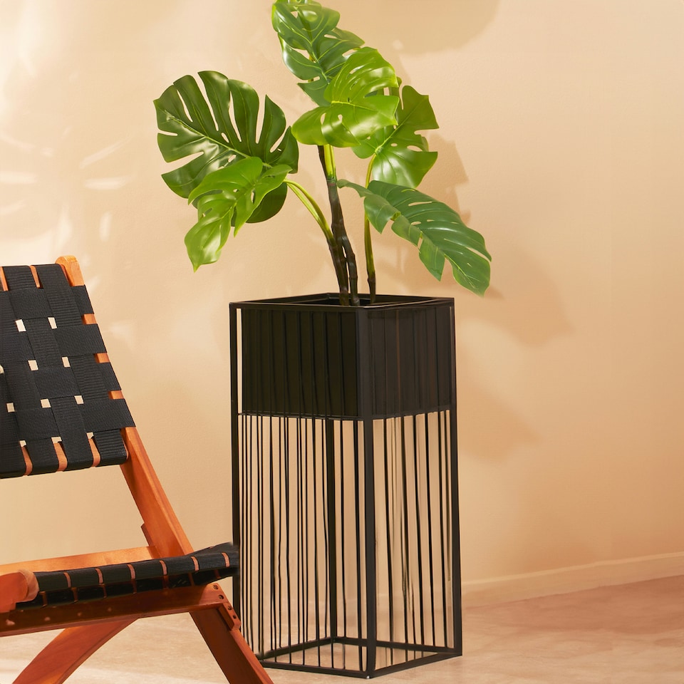image 1 of Interiors by Premier Black Floor Standing Planter, Robust Constructed Large Flower Pot For Garden, Lightweight Flower Pot Black