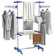 image 1 of HOMCOM 3-Tier Clothes Airer, Stainless Steel Foldable Clothes Drying Rack with Wheels and Wings, Indoor and Outdoor, Easy Assembly, 142 x 55 x 152cm, Blue