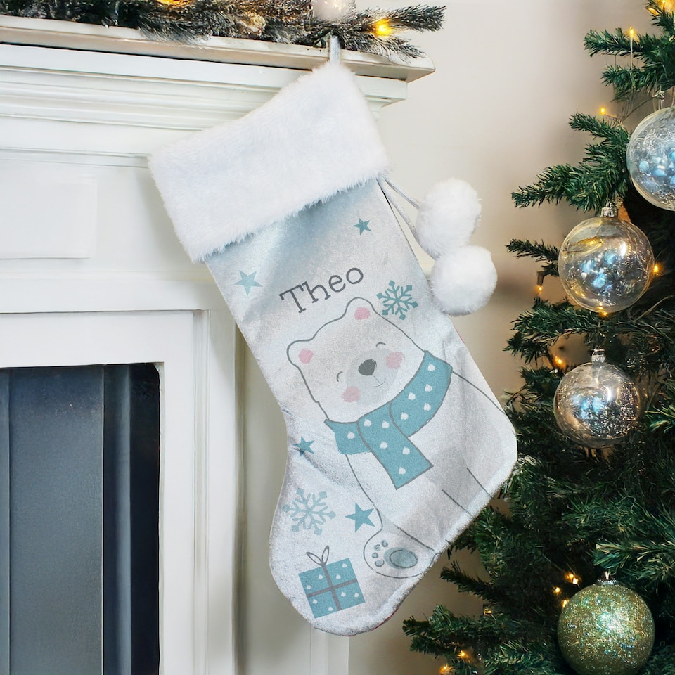 image 1 of Personalised Polar Bear Christmas Stocking