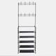image 1 of OHS 16 Hook 5 Tier Shelving Organiser Wire Rack Storage Unit - Black
