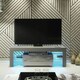 image 3 of TV Unit 130cm Grey Gloss Door Grey Matt Body with Glass Sides Free LED Grey