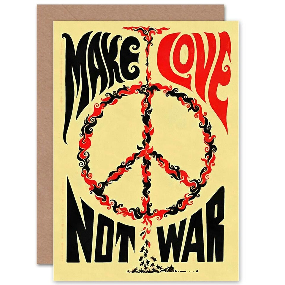 image 1 of 60s Make Love Not War Peace Sign Card