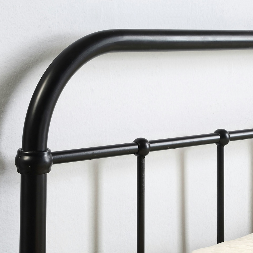 image 1 of Tewin Vintage Hospital Style Black Metal Bed Frame (King) | Black | Black | King