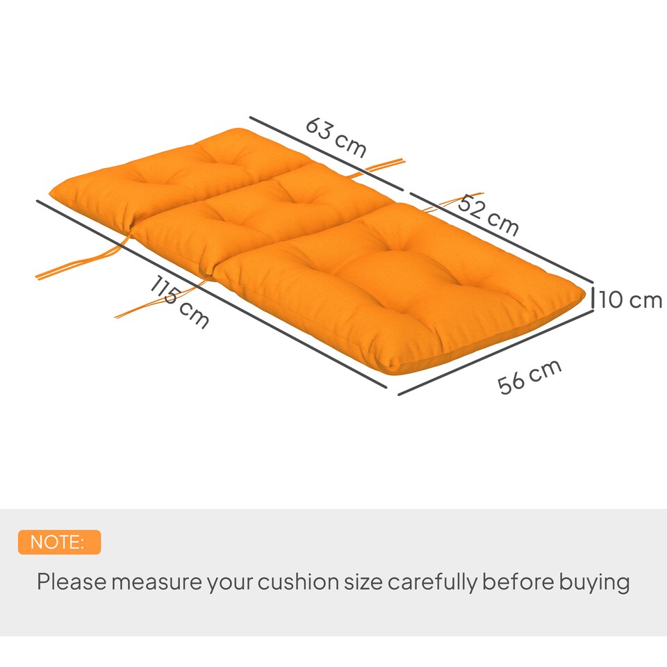 image 1 of Outsunny Adirondack Chair Cushion Rocking Chair Cushion w/ Ties, Orange | Orange | Orange | 1