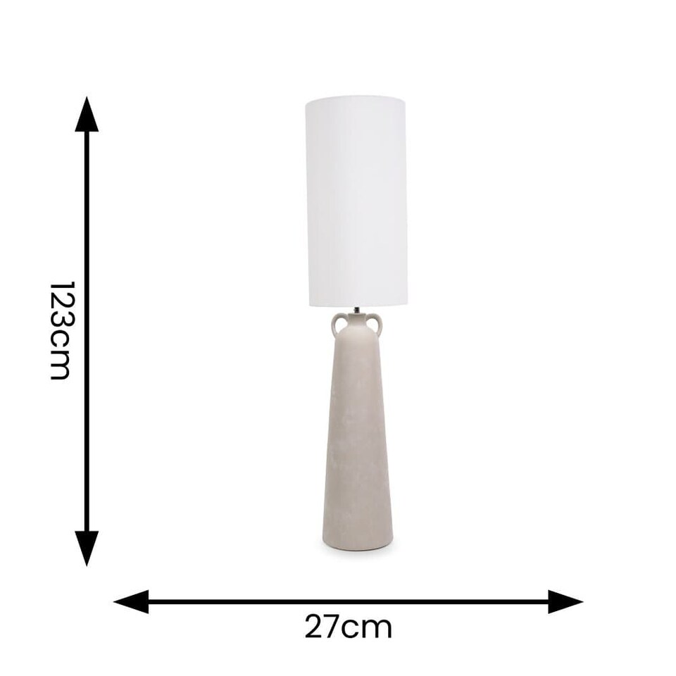 image 1 of ValueLights Grayson Natural Cement Effect Ceramic Midi Floor Lamp with Cylinder Shade | Grey