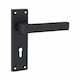 image 2 of Golden Grace Victorian Straight Delta Door Handles Lever in Matt Black with 64mm 3 Lever Lock Set - 150mm x 40mm Backplate Black