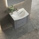 image 3 of Retro 2 Drawer Wall Hung Vanity Unit with Curved 1 Tap Hole Ceramic Basin - 1200mm - Satin Grey - Balterley Grey