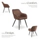 image 3 of Chair Marilyn - velvet look, quilted, continuous backrest, slim steel legs - Set of 2 Brown | Brown/Black