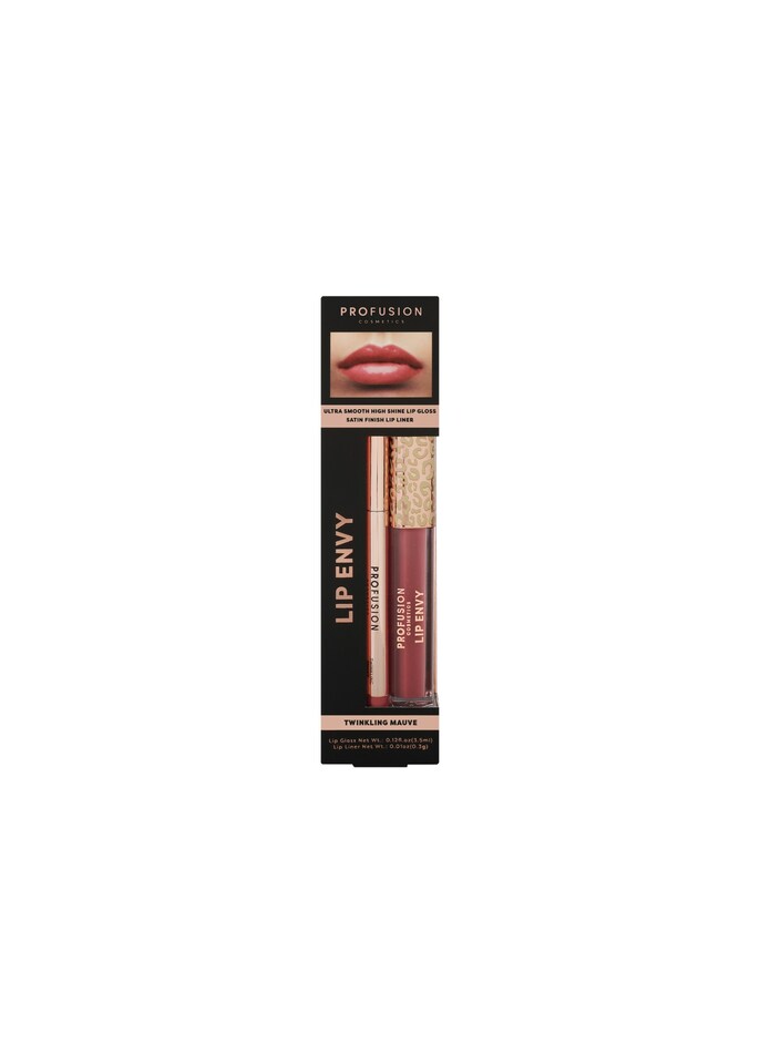 image 1 of Lip Envy Gloss and Lip Liner Duo Twinkling Mauve | Pink