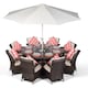 image 1 of Arizona Round 8 Seater Rattan Dining Set with Ice Bucket Drinks Cooler | Brown | Brown