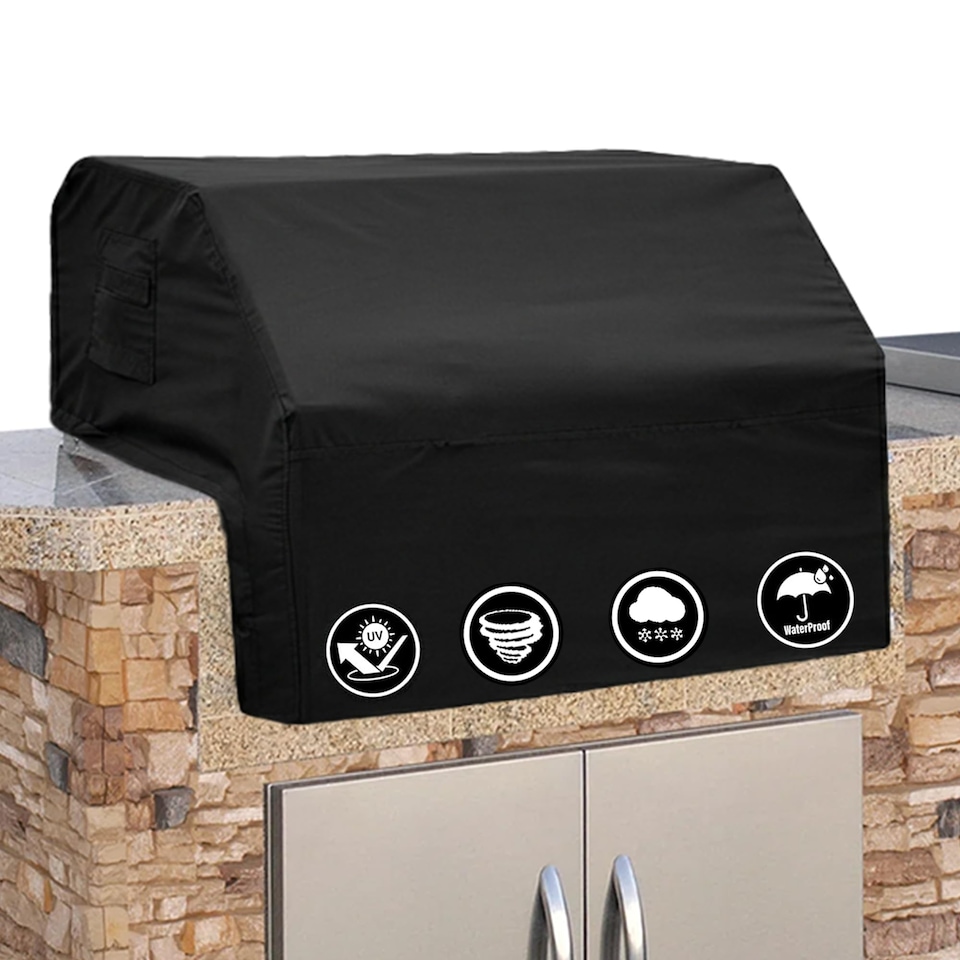 image 1 of Covers&All Built-in Outdoor Grill Cover, Durable 12 Oz Waterproof Cover Max Material with Air Pocket, 48 in W x 27 in D x 26 in H, Black