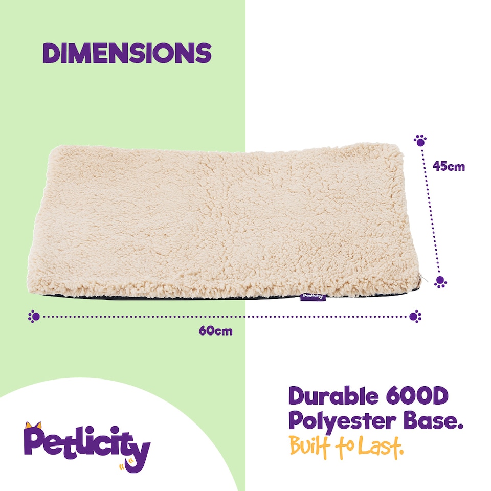 image 1 of Petlicity Self Heating Pet Bed 60x45cm - No Electricity Required - Machine Washable - Beige