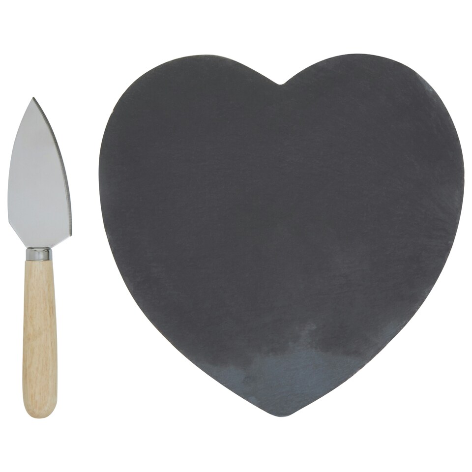 image 1 of Maison by Premier Carter Heart Slate Cheese Board With Knife