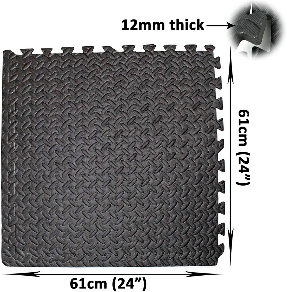 image 1 of Actiasmat - Interlocking Gym Mats EVA Soft Foam Flooring Play Exercise Garage Floor Tiles (16 sqft - 4 Tiles)
