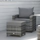 image 2 of Outsunny Rattan Footstool Wicker Ottoman w/ Padded Seat for Backyard Garden