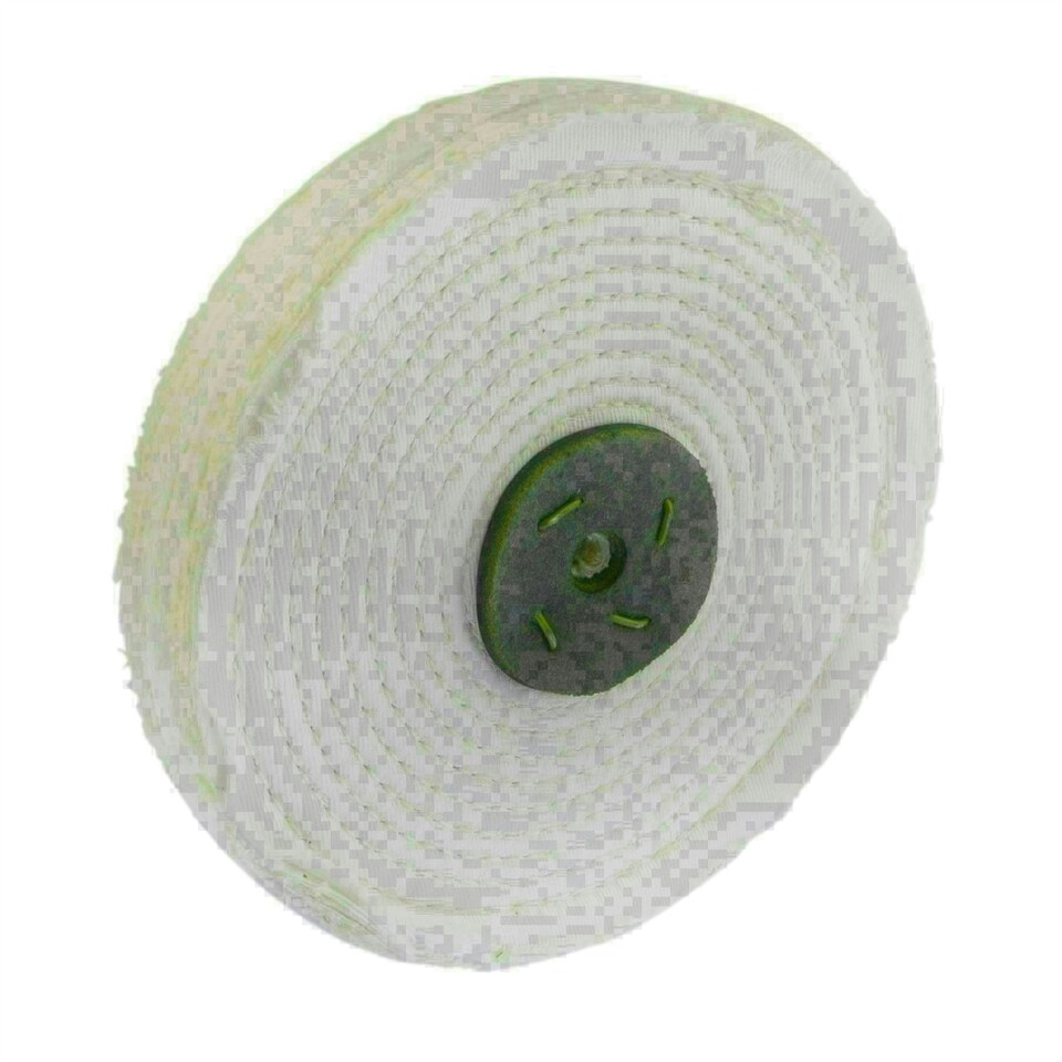 image 1 of White Close Stitched Metal Polishing Buffing Mop 8" x 1" 2 section 2nd Stage