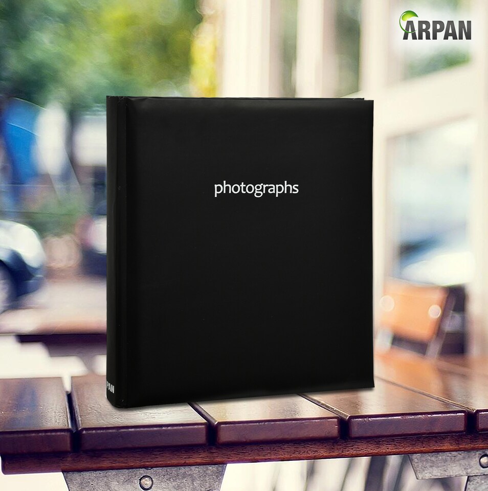 image 1 of ARPAN Slip In Case Book-Bound Memo Photo Album – Holds 200 Photos 6" x 4" (10x15cm) – Hardcover Memory Album with Writing Space for Family, Wedding & Travel Pictures
