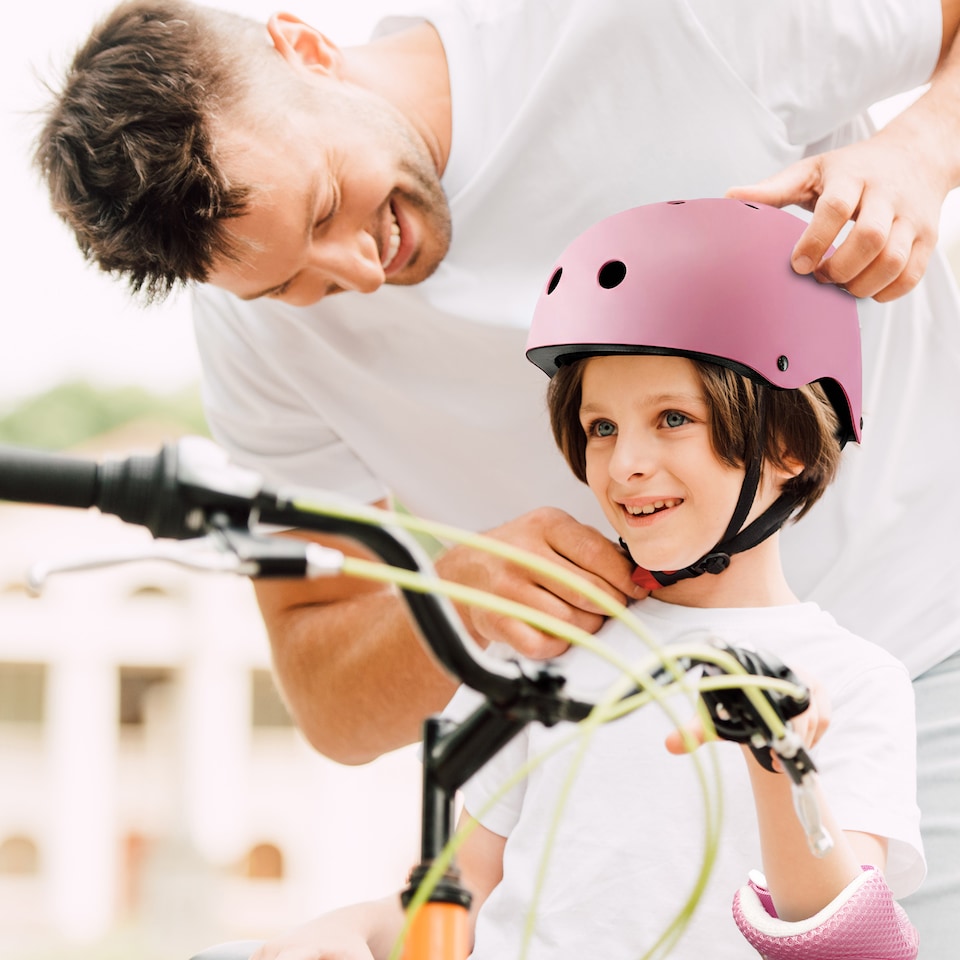 image 1 of Kayman Kids Bike Helmet with Knee Elbow and Wrist Pads for Ages 3 to 12