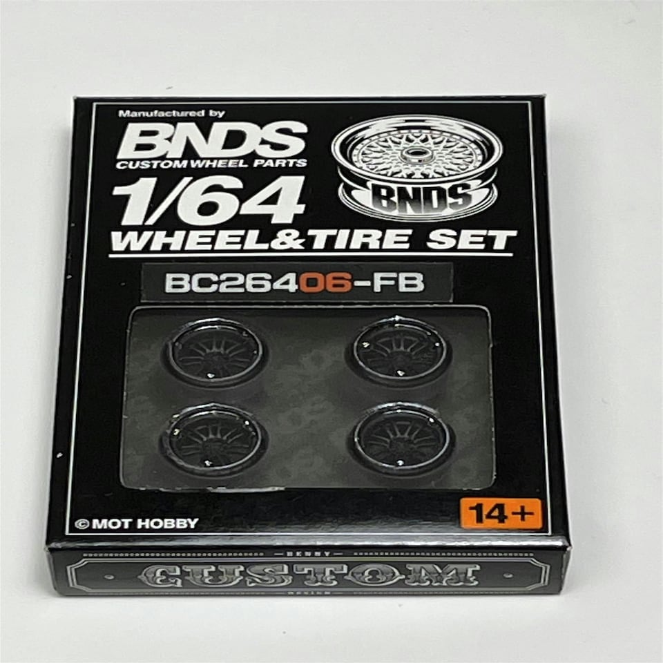 image 1 of BNDS Custom Wheel Parts Wheel and Tyre Set Flat Black 1:64 MOT Hobby BC26406FB