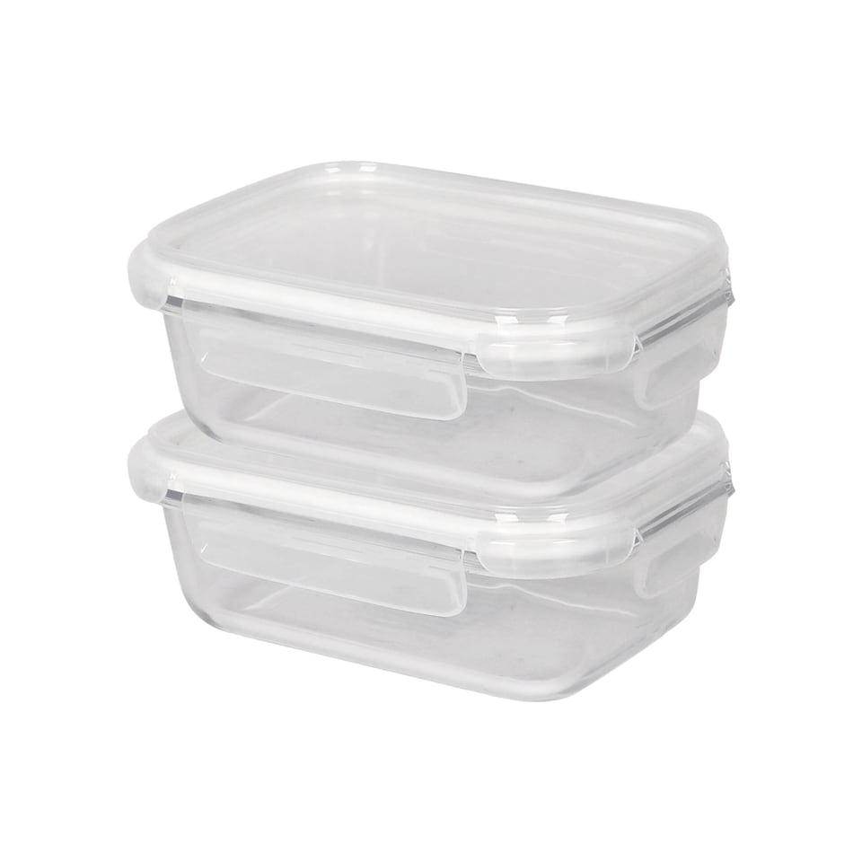 image 1 of Harbour Housewares Glass Food Storage Containers with Lids - 640ml - Pack of 2