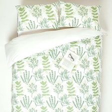 Homescapes Botanical Digitally Printed Cotton Duvet Cover Set - Super King | Green | Super King