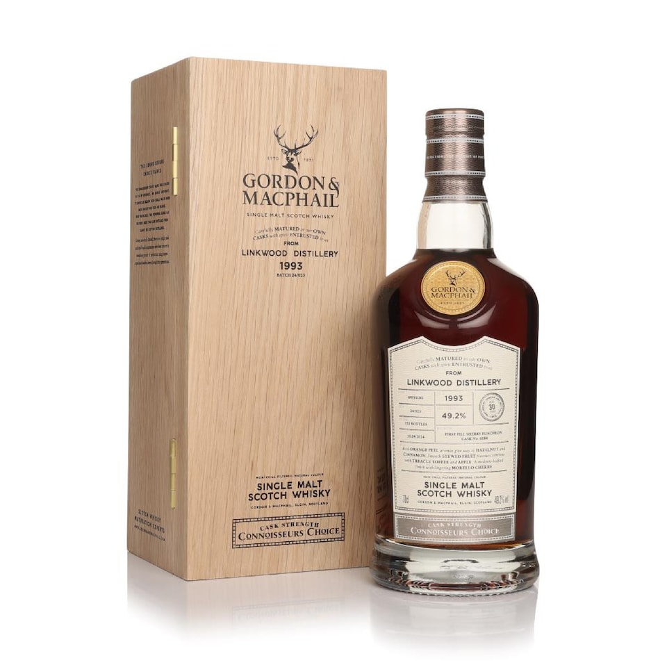 image 1 of Linkwood - Connoisseurs Choice Single Cask No. 6184 1993 30 year old Whisky | Multi | Amber | Orange peel, hazelnut and cinnamon; Stewed fruit, treacle toffee and apple; Medium bodied with lingering morello cherry | 1