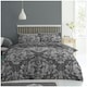image 2 of VELVETIO Ananias Damask Complete Duvet Cover Set with Fitted Sheet Printed Bedding Quilt Grey | Double