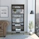 image 2 of Nevada Large Four Shelf Display Bookcase With Storage - Grey and Bleached Oak Effect with Industrial Metal Accents | Brown | Grey & Bleached Oak | One Size | 1