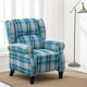 image 6 of Eaton Wing Back Fireside Checkered Fabric Pushback Recliner Chair (Blue)
