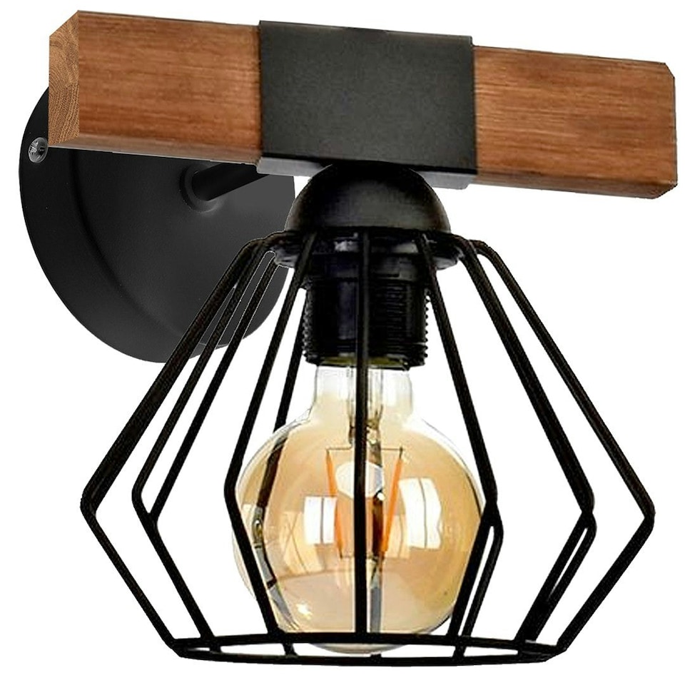 image 1 of Milagro Wall Lamp Ulf Black / Wood 1XE27 60W