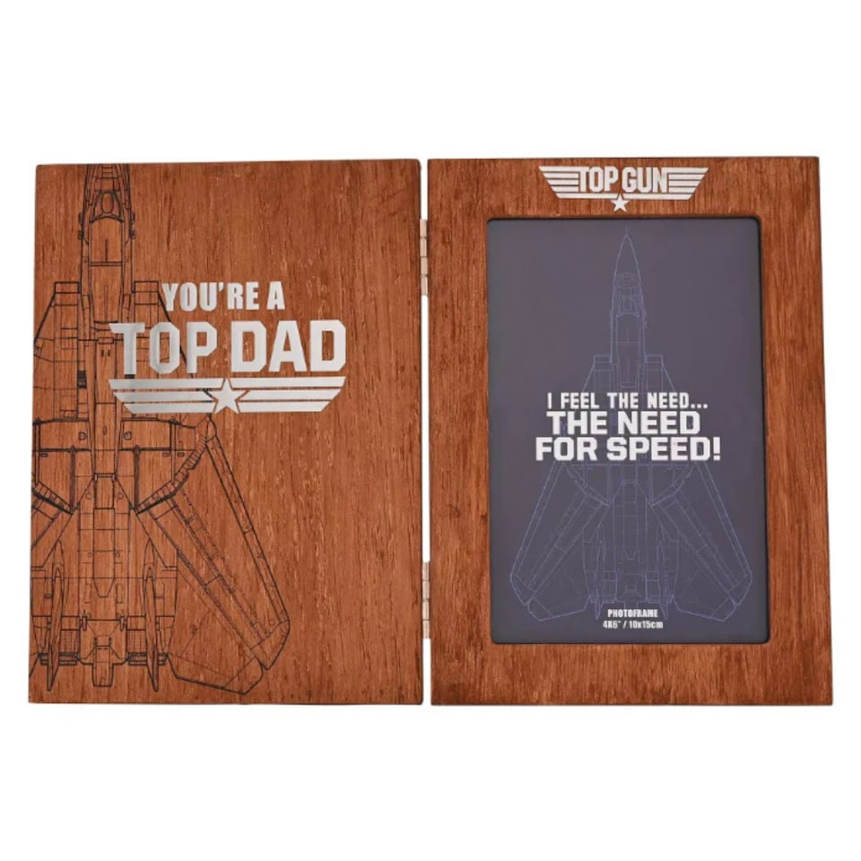 image 1 of Top Gun Top Dad Folding Photo Frame Brown