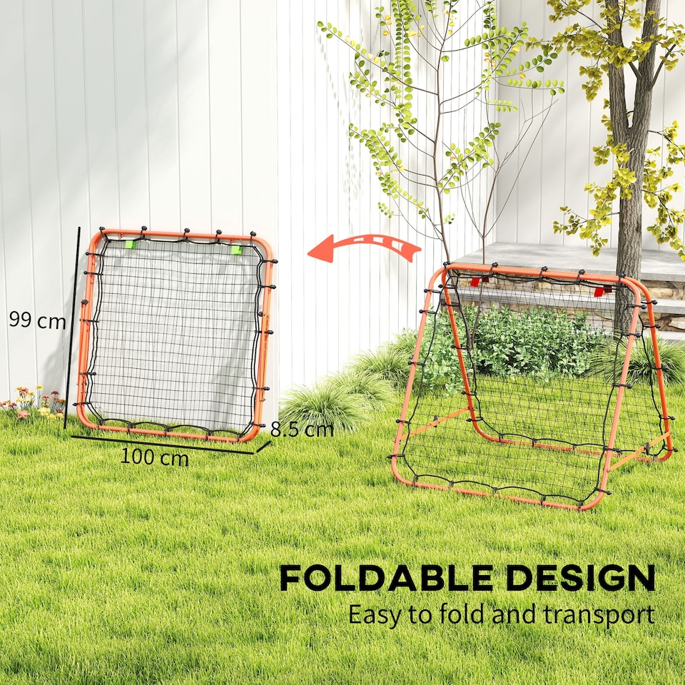 image 1 of HOMCOM Rebounder Net Football Target Goal with Adjustable Angles, Orange