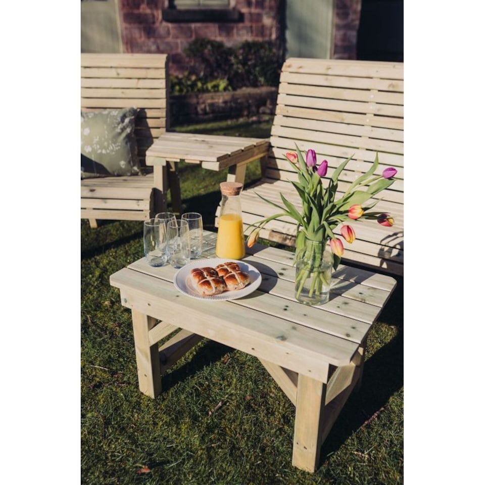 image 1 of Multi Set, Wooden Garden Table and Chairs - L100 x W370 x H105 cm - Fully Assembled
