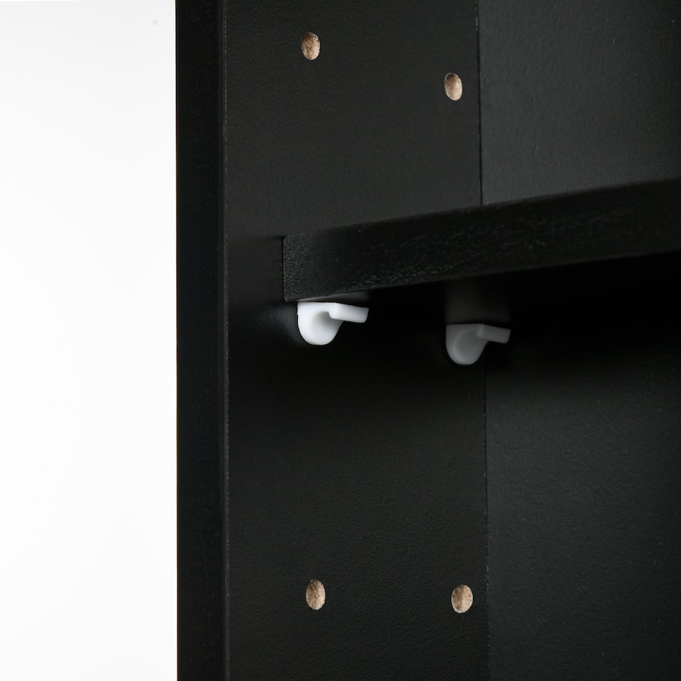 image 1 of HOMCOM 5-Tier Wall Display Shelf Unit Cabinet w  4 Adjustable Shelves Glass Doors Home Office Ornaments 60x80cm Black