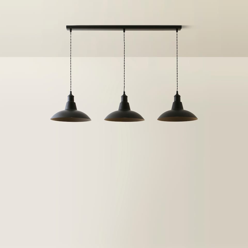 image 1 of ValueLights Civic Black Dome 3 Drop Bar Black Pendant Light | Black