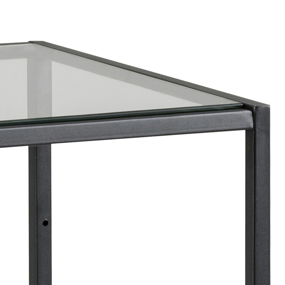 image 1 of Seaford Narrow Black Metal Bookcase with 2 Glass Shelves