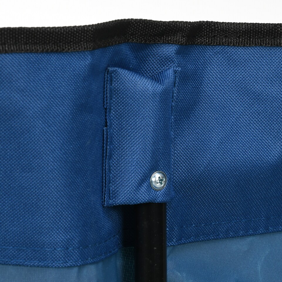 image 1 of Outsunny 6 Seater Folding Bench, Outdoor Camping Chair Portable Sports Spectator Chair with Metal Frame, Cup Holder & Carry Bag, Blue