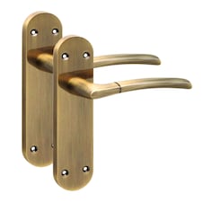 Golden Grace 1 Pair Victorian Indiana Design Long Rounded Backplate Scroll Internal Door Handle Antique Brass - 182mm x 45mm