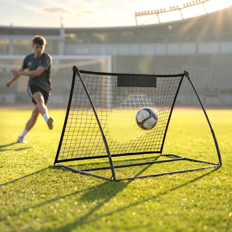 image 1 of SPORTNOW Football Rebounder Net with Carry Bag and Ground Stakes
