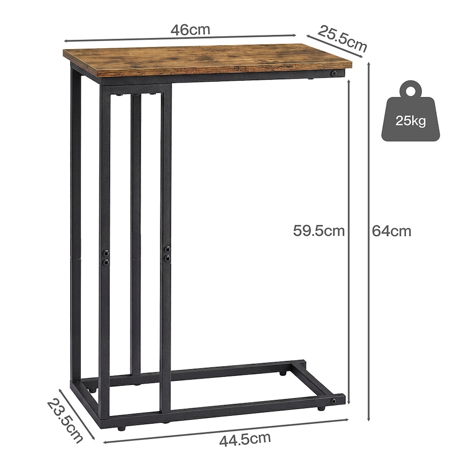 image 1 of Levede Side Table C Shaped Space Saving for Sofa Bedroom Rustic Brown