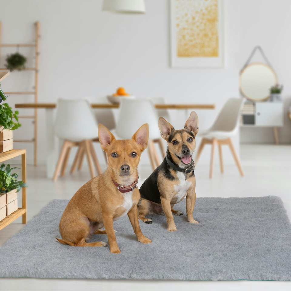 image 1 of Non-slip Vetbed Duo-Paw Grey with Pink & White Paws 100cm x 75cm