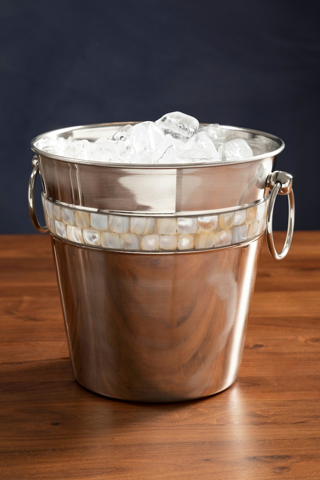 image 1 of Interiors By Premier Champagne Bucket With Mother of Pearl Inlay, Champagne Ice Bucket, Stainless Steel Wine Champagne Bucket