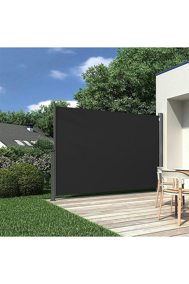 image 1 of Living and Home Outdoor Retractable Privacy Side Awning for Garden or Patio, 4m*1.8m | Black | 1