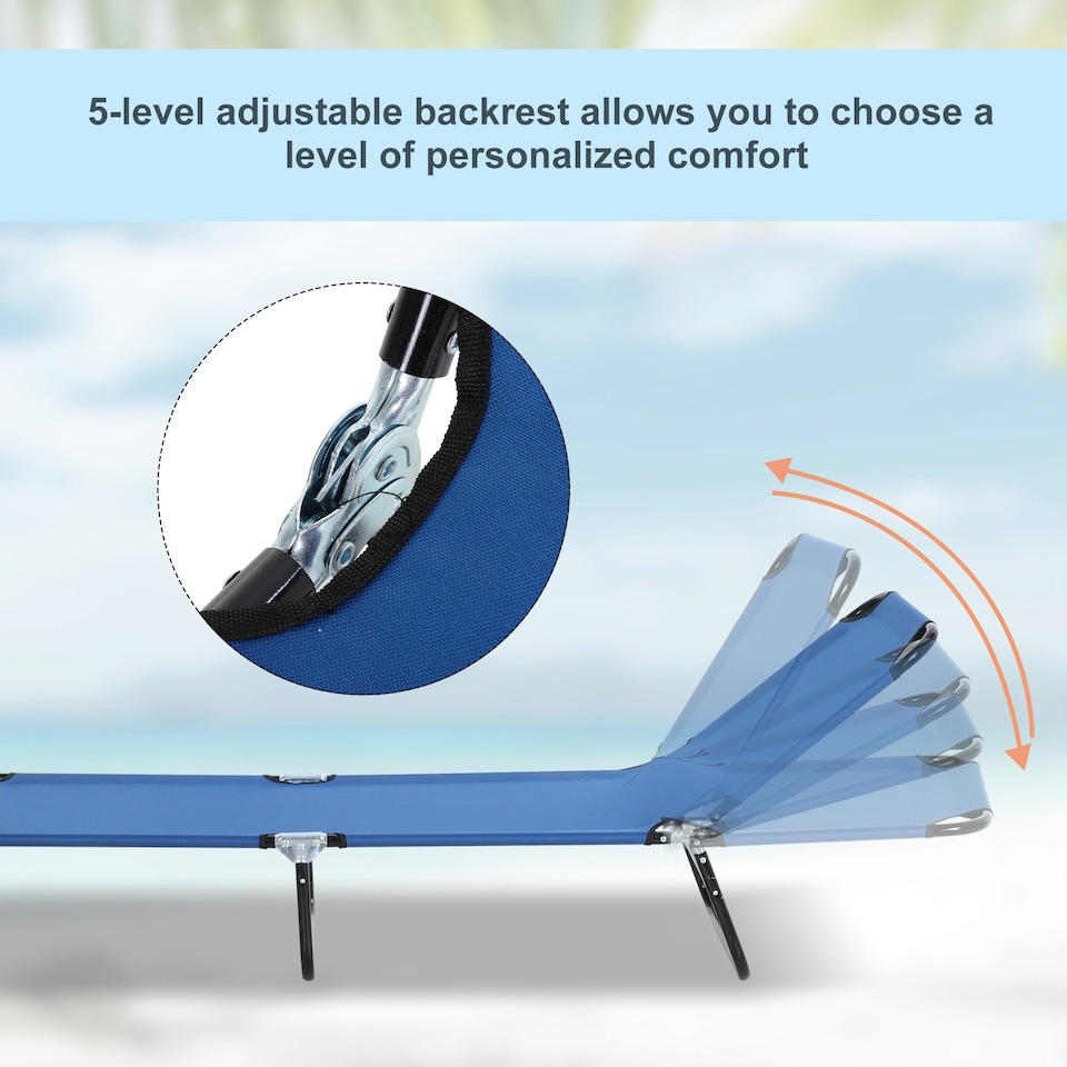 image 1 of Outsunny Folding Lounge Chair Outdoor Chaise Lounge for Bench Patio Blue